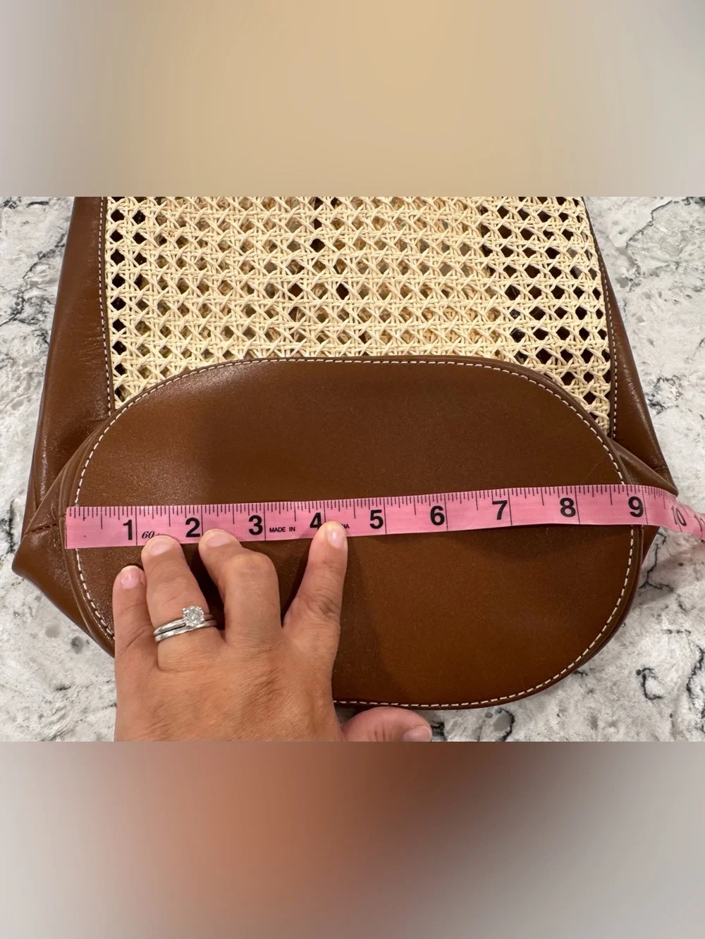 J Crew Berkeley Bucket Bag in faux raffia and leather NWT - Picture 7 of 11
